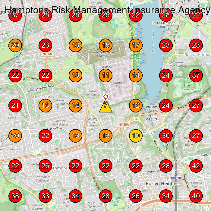Hamptons Risk Management Insurance Agency - Manhasset - HRM Insurance GeoGrid visibility map for Insurance Agency in Great Neck